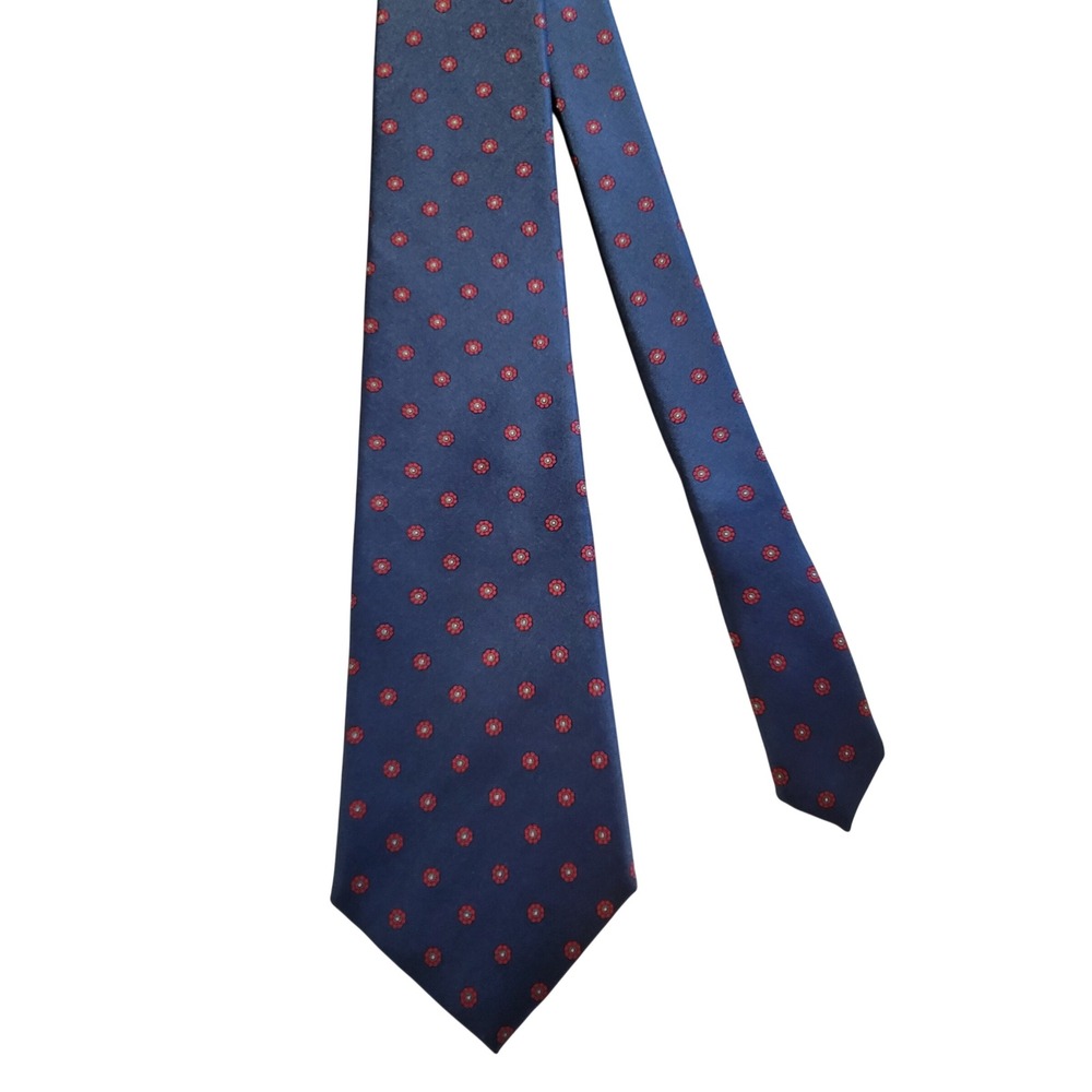 Neil Martin Necktie Mens OS Navy Blue Floral Medallion Silk USA Made Classic